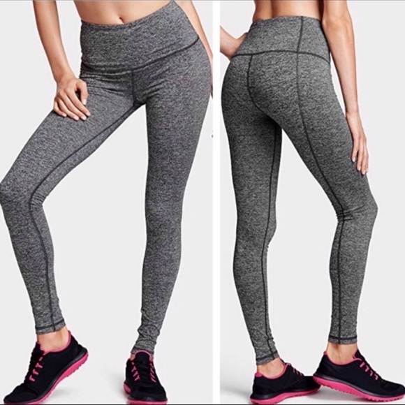 Victoria’s Secret VSX knockout tight grey Heather black pockets legging large - Picture 1 of 10